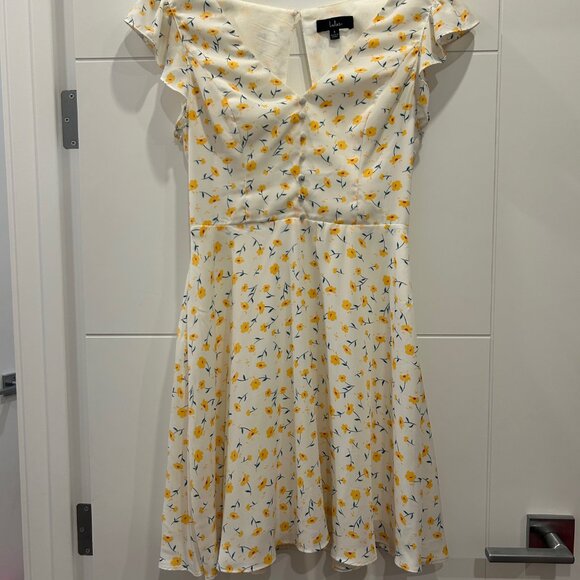 Lulus White and Yellow Spring Dress - Picture 1 of 3